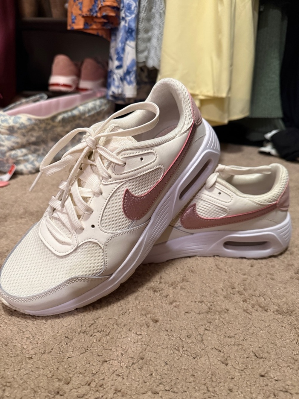 Nike Women’s Cream Air Max with Rose Metallic Swoosh